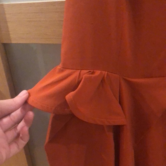 SELFI Dark reddish/Rust Orange Semi-Sheer Spaghetti Strap Dress - Picture 9 of 12